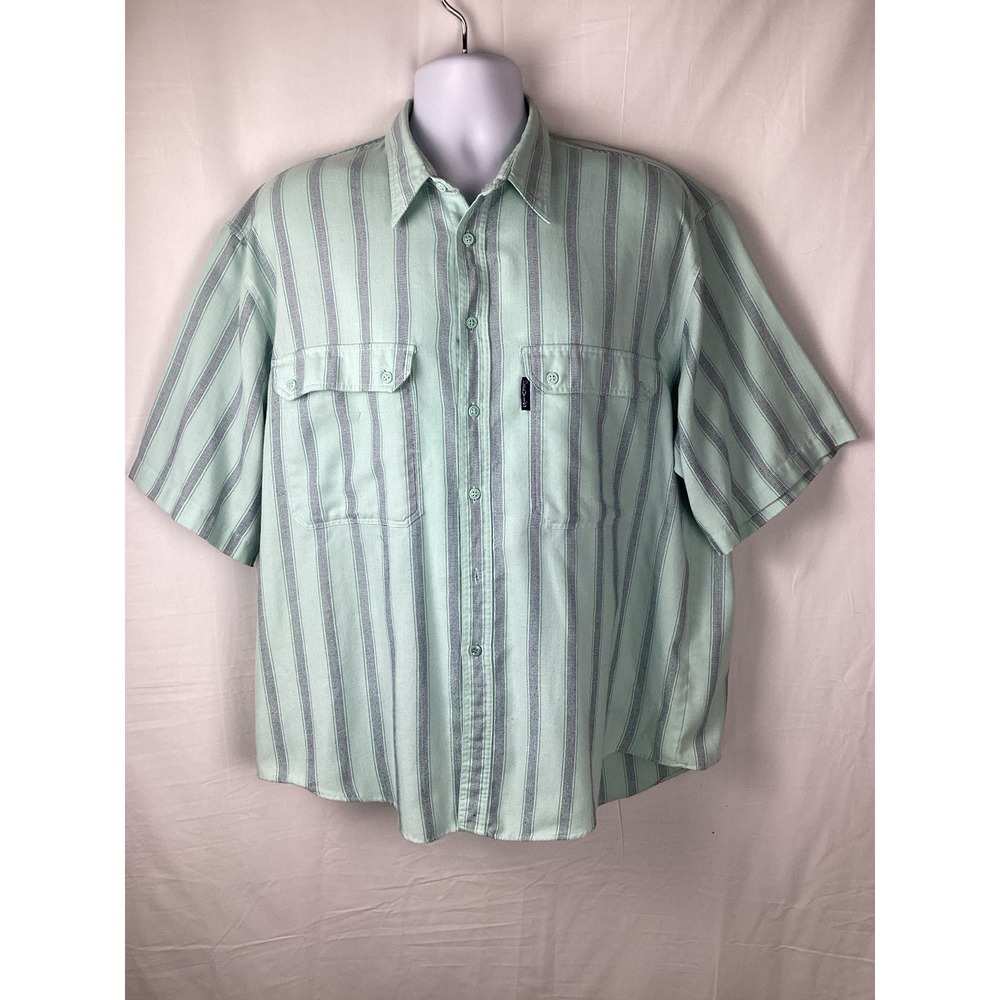 90s Vintage Levis Shirt Men's Large Button Down Silver Label Short Sleeve Mint
